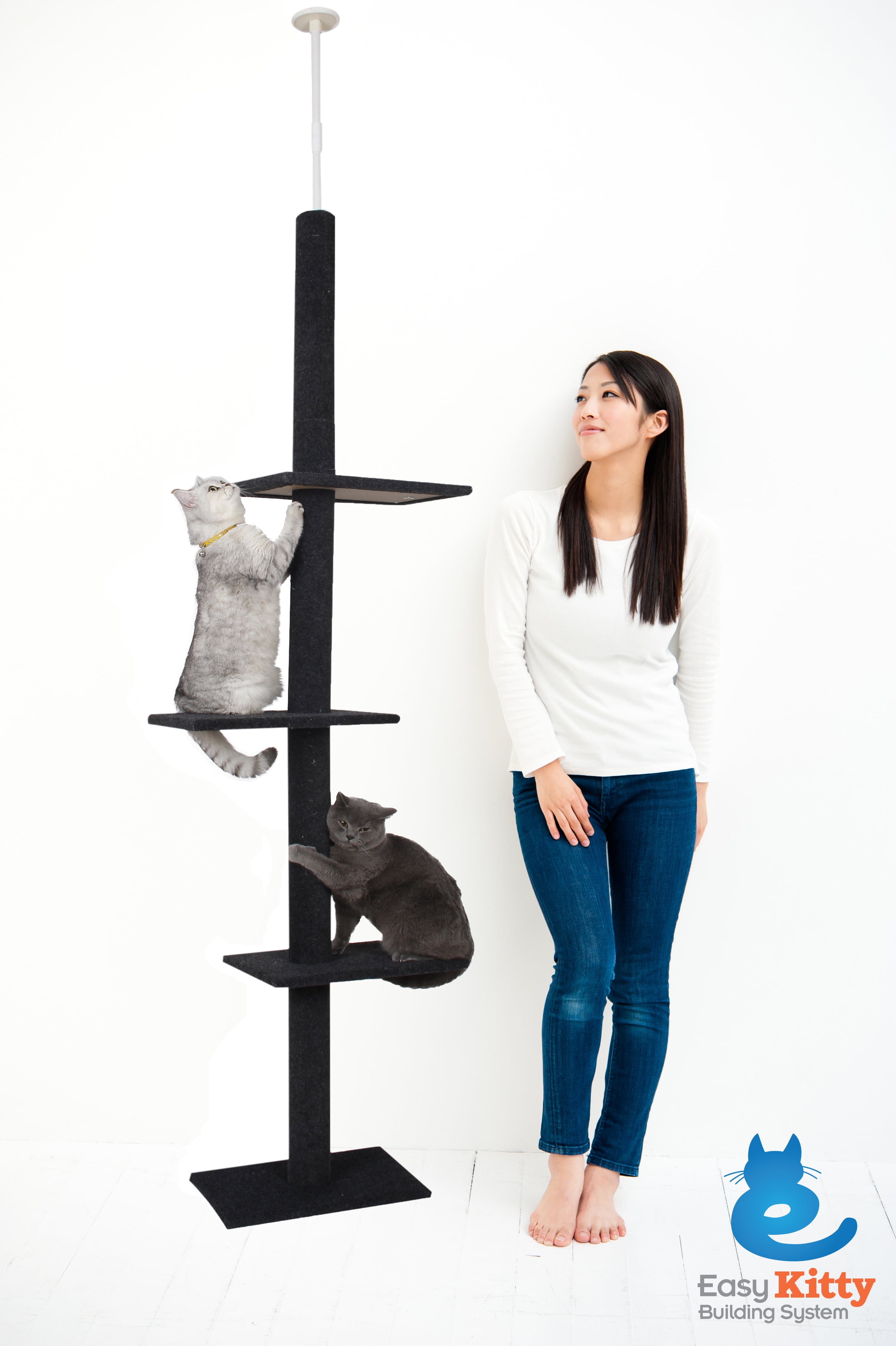 Catcraft 3 Tier Floor To Ceiling Carpet Cat Tree Walmart Com