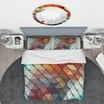 thumbnail image 2 of Designart '3D Diamond Shaped Geometry in Shades of Blue and Red' Modern & Contemporary Duvet Cover Set, 2 of 4
