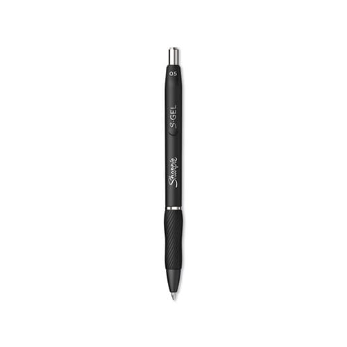 S-Gel Retractable Gel Pen Fine 0.5 mm, Black Ink, Black Barrel, Dozen