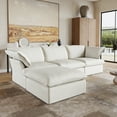 thumbnail image 4 of bokifol Sectional Sofa L Shaped Cloud Couch with Ottoman,3 Seats with Armrest and Easy to Assemble Sofa for Living Room,Apartment and Small Space,White, 4 of 13