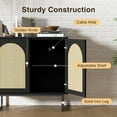 thumbnail image 3 of Sideboard Buffet Cabinet with 2 Rattan Doors, 31” Kitchen Storage Cabinet with Adjustable Shelf and Metal Legs for Dining Living Room, Hallway, Entryway, Black, 3 of 8