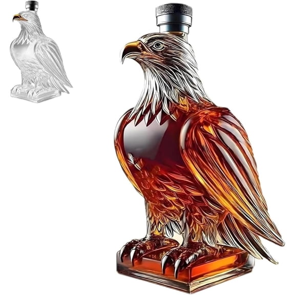 Engraved Eagle Whiskey Decanter, 300ml Glass Shape Bottle for Gift