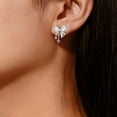 thumbnail image 3 of Silver Bow Earrings Cute Ribbon Bowknot Stud Earrings for Women Dainty Cubic Zirconia Cartilage Hypoallergenic Earring Holiday Party Prom Birthday Trendy Wedding Jewelry Gifts for Her, 3 of 6