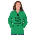 thumbnail image 4 of Keep Calm Ginger On St Pattys Humor Zip Up Hoodie Men's Women's Brisco Brands L, 4 of 6