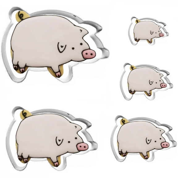 Large Pig Cookie Cutter Set 5-Piece Stainless Steel Mexican Marranitos Fondant Molds