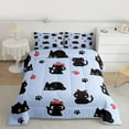 thumbnail image 2 of jejeloiu Kawaii Cat Kitten Bedding Comforter Set,Puppy Dogs Paws Print Twin Comforter Sets,Blue Black Bedding Set For Kids,Super Cozy Room Decor Reversible,2-Piece, 2 of 8