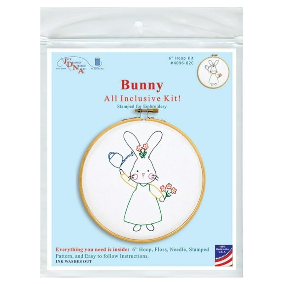 Jack Dempsey Stamped Hoop Kits 6"-Bunny