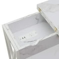thumbnail image 5 of Tucson Flip Top End Table with Charging Station and Shelf in White Marble Wood, 5 of 10