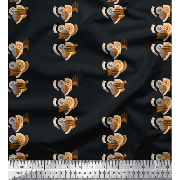 Soimoi Cotton Duck Fabric Monkey Face Cartoon Print Sewing Fabric Yard 42 Inch Wide