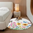 thumbnail image 2 of Country Watercolor Round Area&nbsp;Rug 5ft Florals Sunflower Wildflowers Butterfly Non-Slip&nbsp;Washable Circle Rugs Soft Felt Indoor Floor Mat for Bedroom Kitchen Living Room Bathroom, 2 of 9