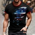 thumbnail image 4 of Men's Quick-Dry Independence Day Printed Tee, Lightweight Short Sleeve Shirt with All-Over Vintage Graphic ,Deep Red M, 4 of 5