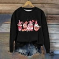 thumbnail image 2 of Penkiiy Women's Round Neck Valentine's Day Love Gnome Printed Loose Fitting Sweater Long Sleeve Hoodless Sweatshirts M Black, 2 of 5