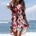 thumbnail image 1 of Ruimatai Hauts d'Été pour Femmes Grande Taille Chic Liquidation Hauts pour Femmes Été Décontracté Col Rabattu Manches Longues Blouse Imprimée Boutons avec Poche Robes Chemise, 1 of 7