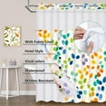 Ikfashoni No Hook Fabric Shower Curtain with Snap in Liner, Sheer Window Waterproof Hookless
