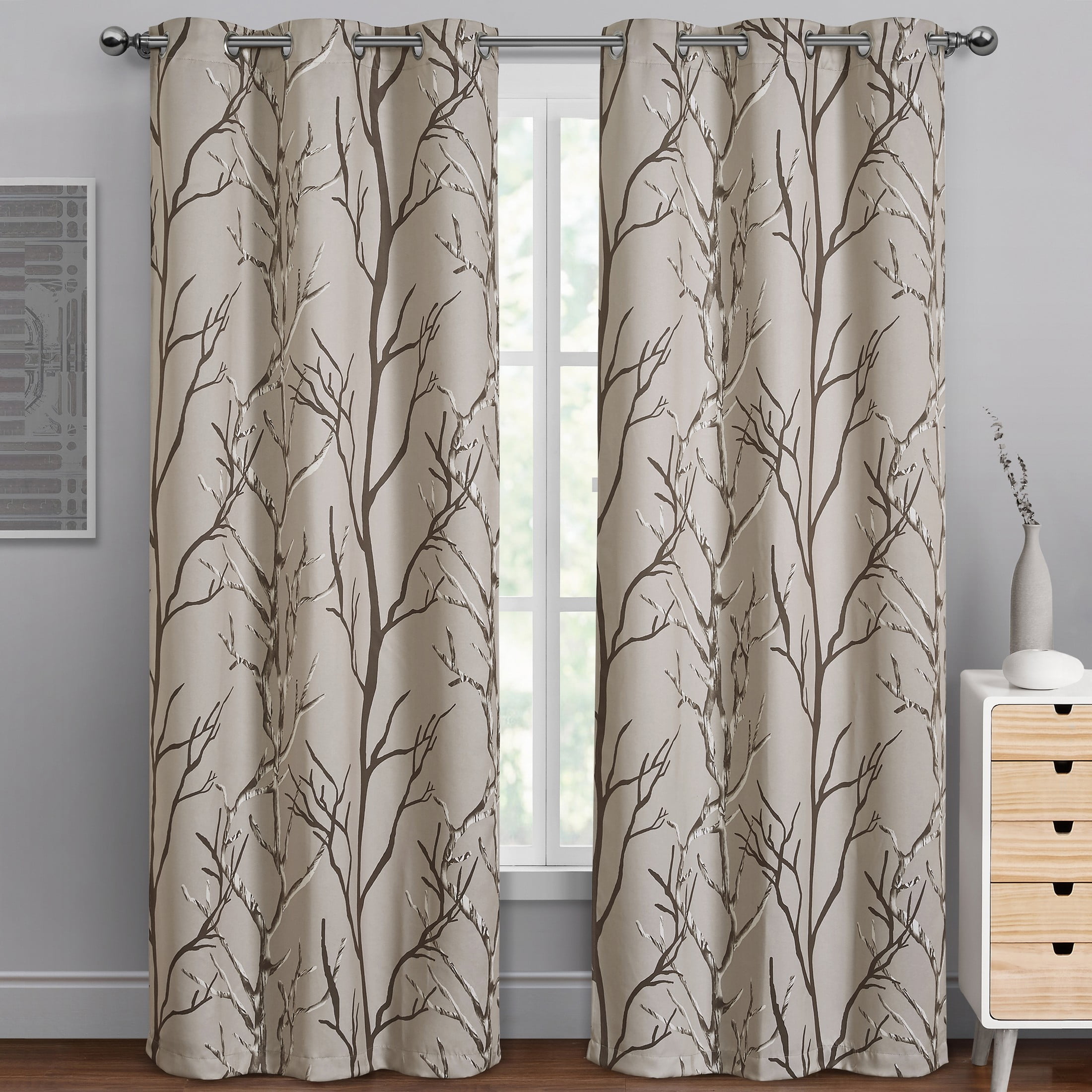 NEW Beige Grommet Top Thermal Insulated Blackout Curtain 63 Length 1 Pair  GT 