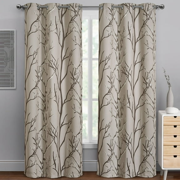 VCNY Home Kingdom Brown Branch Grommet Blackout Curtain, 40" x 84"