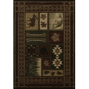 United Weavers Contours Area Rug 510-27559 Cabin Chalet Toffee Moose Canoe 5' 3" x 7' 6" Rectangle