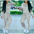 thumbnail image 2 of Akmipoem Women 2 Piece Sweatsuits Ruffle Pullover Sweatshirts Jogger Pants Sets Tracksuit, 2 of 6