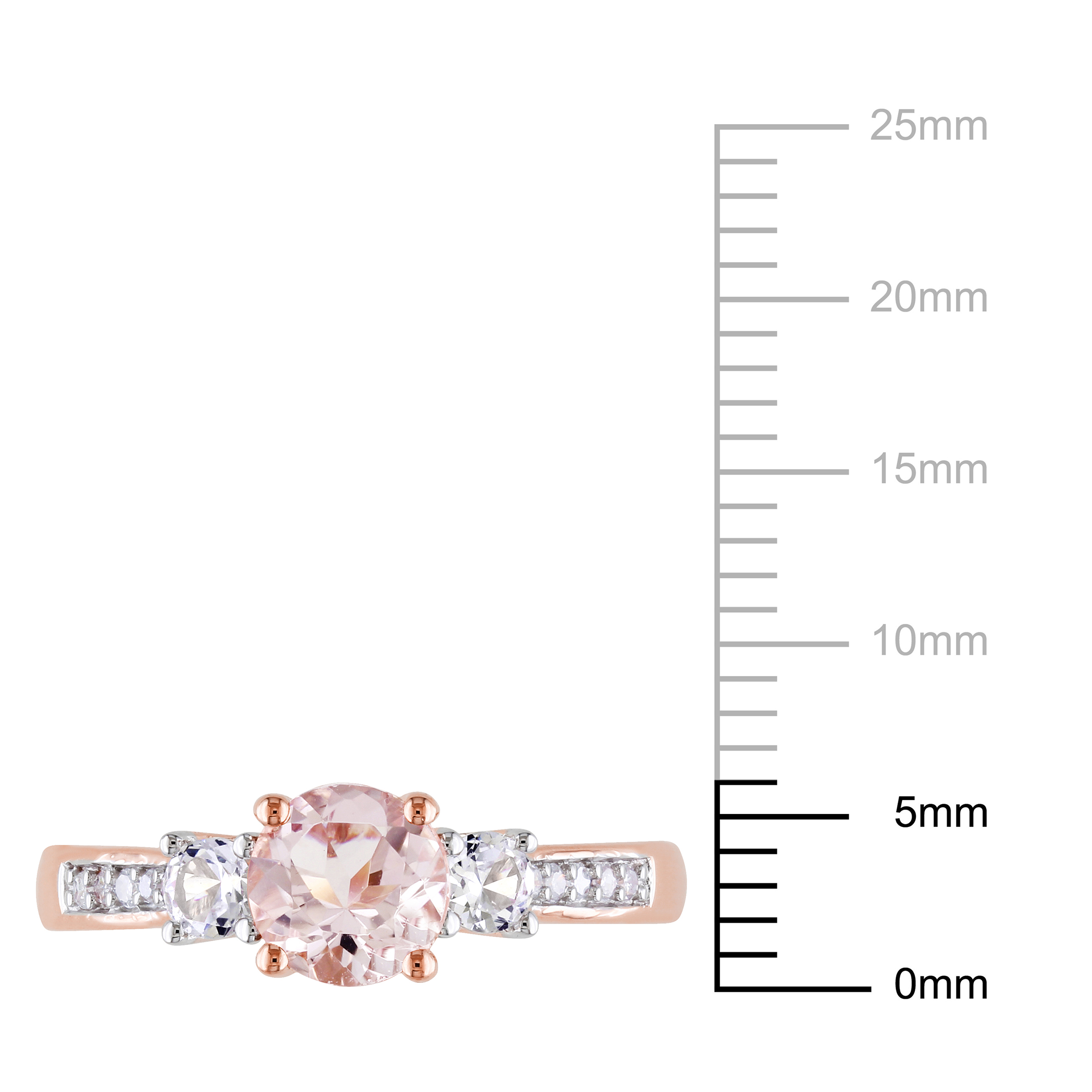 Everly Women's 1-1/7 CT Morganite & Created White Sapphire Diamond Accent 10kt RG Engagement Ring - image 3 of 7