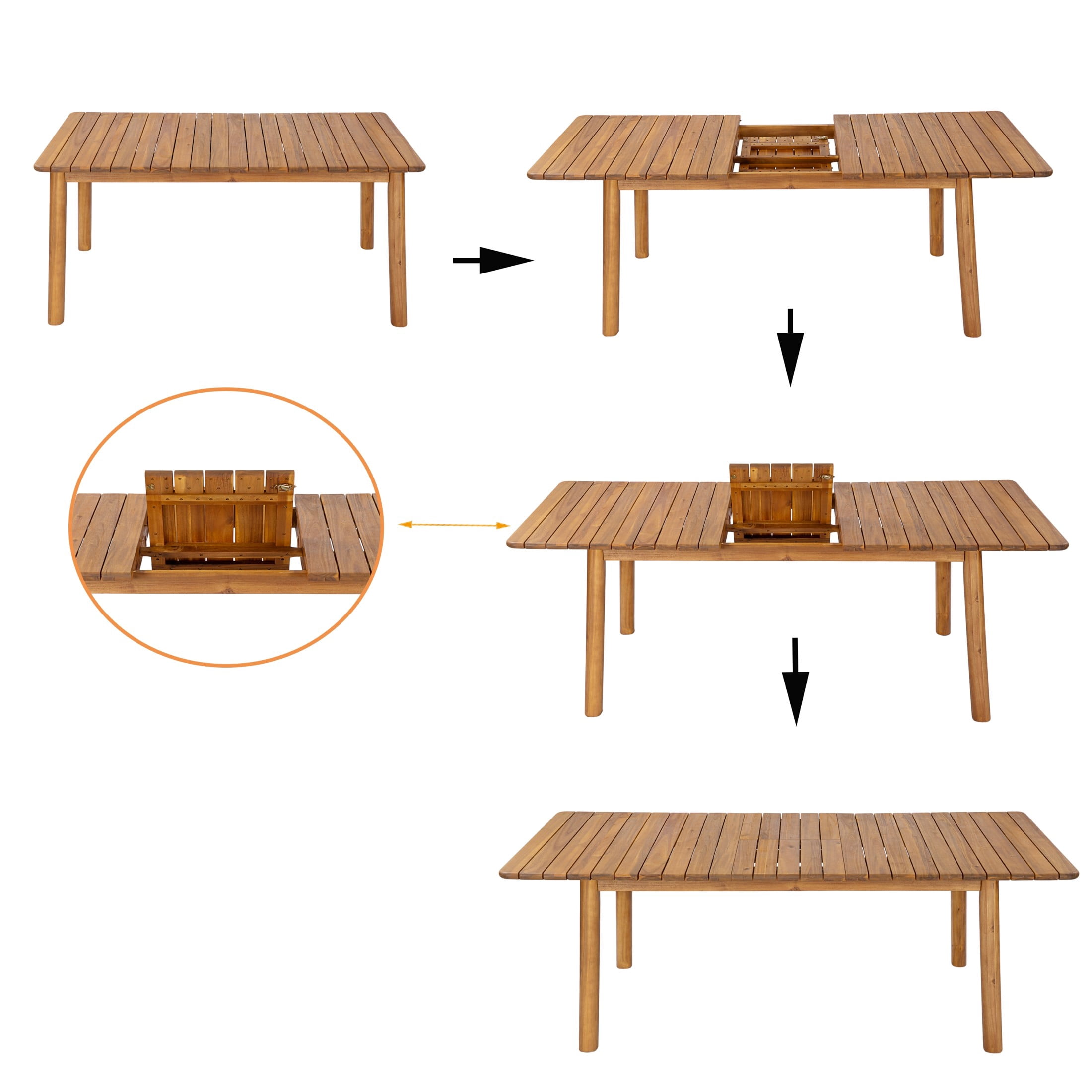 Christopher Knight Home 64"-80" Rectangular Extendable Acacia Wood Outdoor Dining Table, Teak