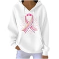 thumbnail image 2 of Nfurl Breast Cancer Awareness Shirts for Women Pink Ribbon Printed Long Sleeve Graphic Hoodies with Pockets Gifts for Breast Cancer Survivor White,S, 2 of 5