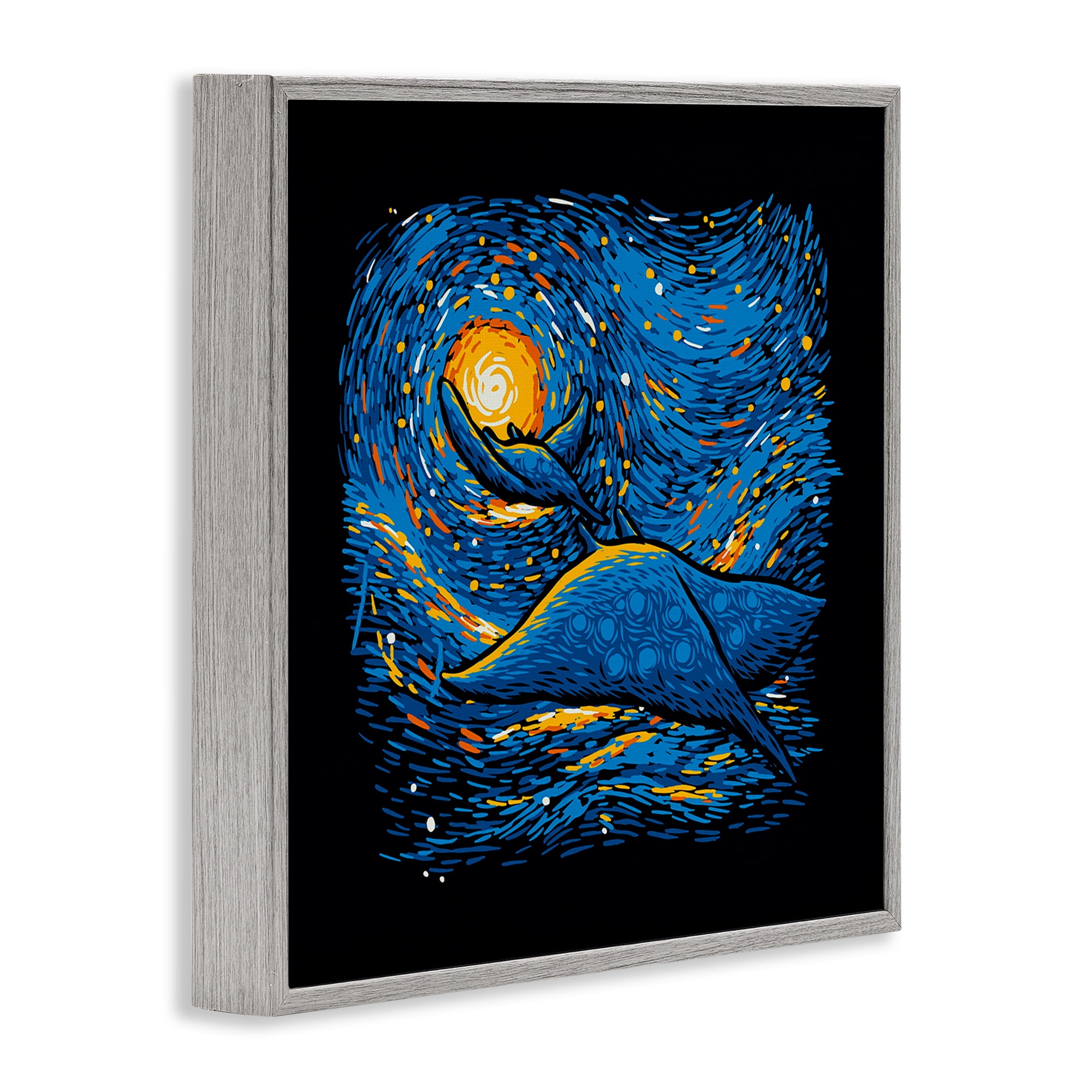 Stupell Industries Impressionist Manta Rays Gray Framed Giclee Art, design by Tobe Fonseca
