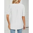 thumbnail image 6 of SHIBEVER V Neck Tops for Women Summer Tees Casual Eyelet Fashion Puff Sleeve Shirts Fashion Blouse Loose Solid Color White Size L, 6 of 6