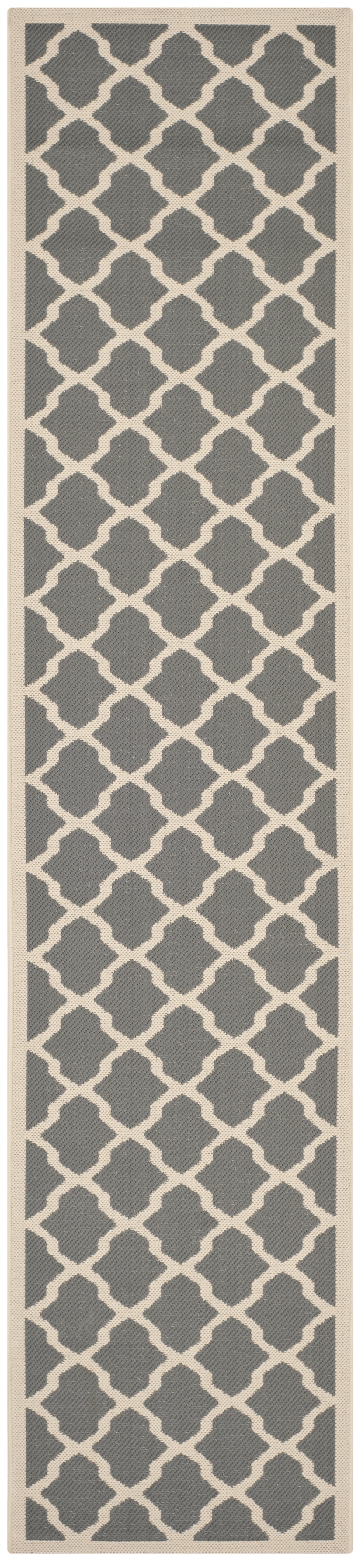 Safavieh Courtyard Amber Geometric Indoor/Outdoor Runner Rug, Anthracite/Beige, 2'3" x 12'