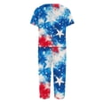 thumbnail image 4 of 4th of July Women's Pajama Sets 2026 Lounge Sleepwears Independece Day US Star Flower Printed Plus Size Short Sleeve Top and Capri Pants Pajama Set, 4 of 6