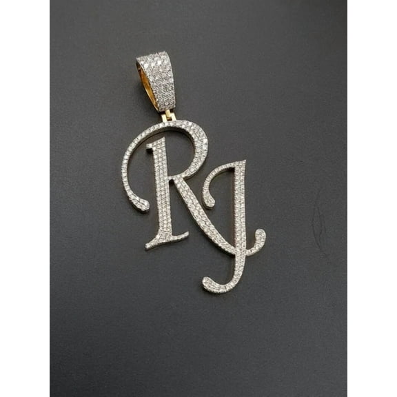 Aishvi Jewels 2.00 Ct Round Cut Real Moissanite Custom Name Pendant 14K Yellow Gold Plated 18'' Free Chain