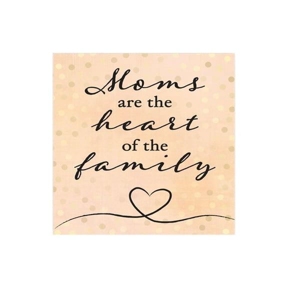 Moms Heart Family Dusty Pink Dots 12 x 12 Wood Wall Sign Plaque