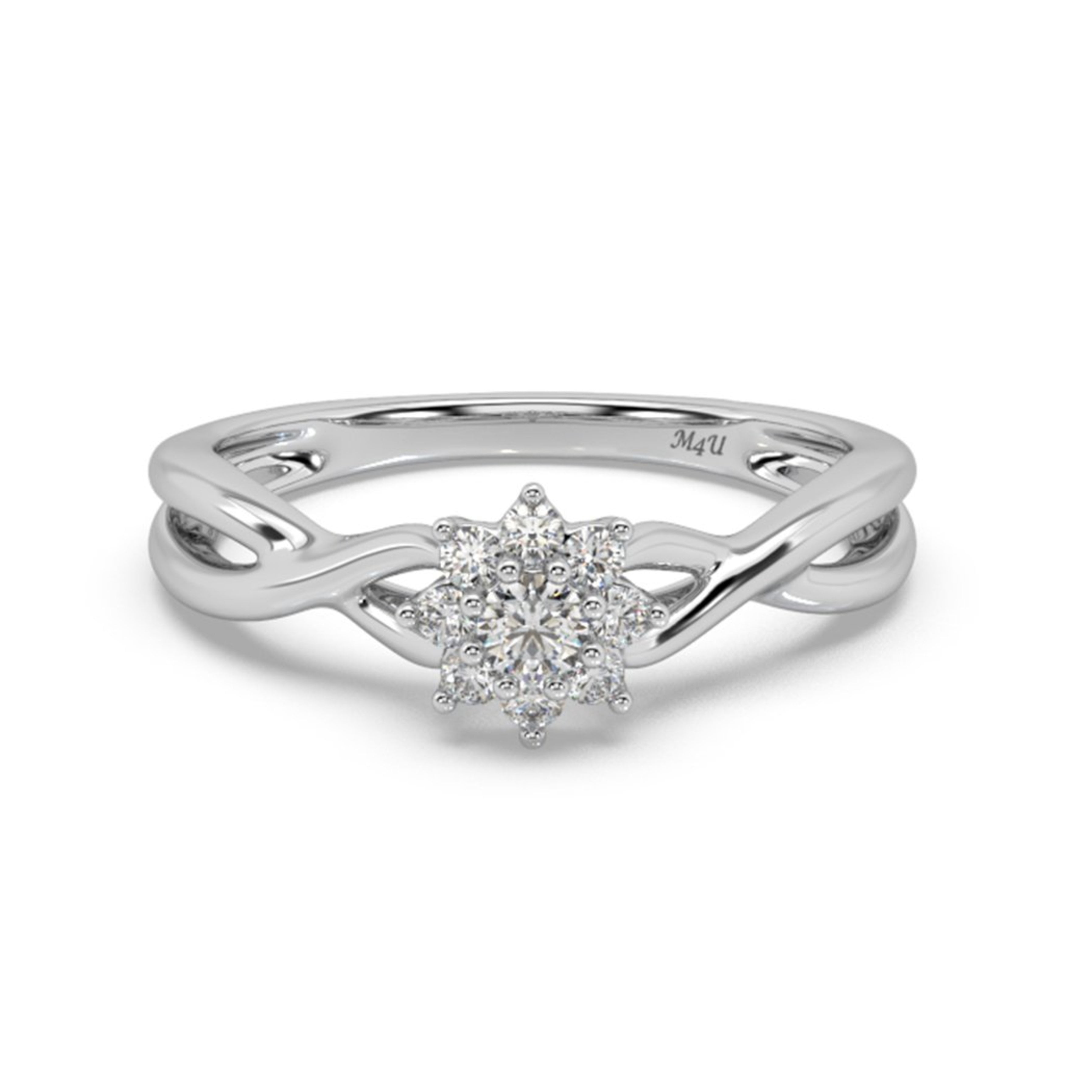 Silver Ring cluster Created Diamond Floral design luxurybox free postage 