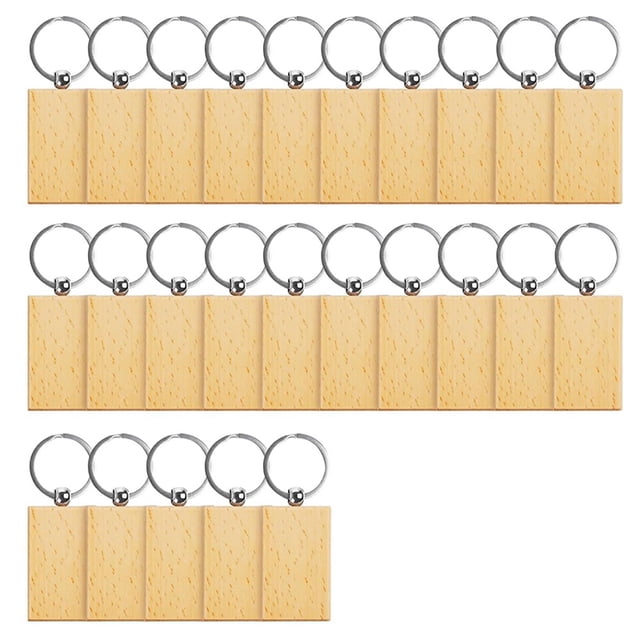 25 llaveros de madera en blanco, llavero de madera