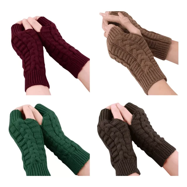 Paquete 4 Guantes Sin Dedos Invierno Frío Navidad Lana