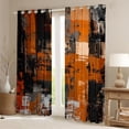 thumbnail image 2 of Homewish Black Orange Abstract Blackout Curtains Set of 2 (52x84 Each), Retro Square Abstract Window Curtains, Oil Printing Artwork Curtains and Drapes, Living Room Curtains Decor, 2 of 6