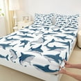 thumbnail image 3 of Feelyou Cartoon Sea Shark Twin Sheet Sets, Cute Marine Animal Bedding, 3-Piece, 3 of 7
