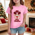 thumbnail image 2 of sdbrld Girls Christmas Shirts Kids Short Sleeve Xmas Ugly Graphic Tees Gift for Children Pink Sizes 3-4 Years, 2 of 4