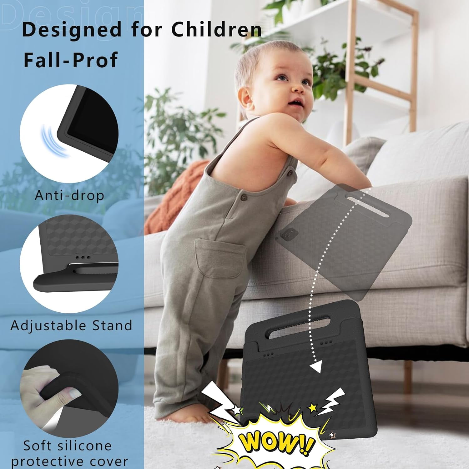 ITDULCET Kids Tablet 10 inch Android 14, 8GB RAM+64GB ROM Toddler Tablet for Children Teen, 2.4G & 5G WiFi, Dual Camera, 10.1'' IPS HD Screen Family Link Parent Control, 2-Year Warranty