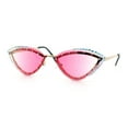 thumbnail image 4 of Womens Bling Rhinestone Rimless Cat Eye Metal Rim Luxury Sunglasses Gold - Pink, 4 of 8