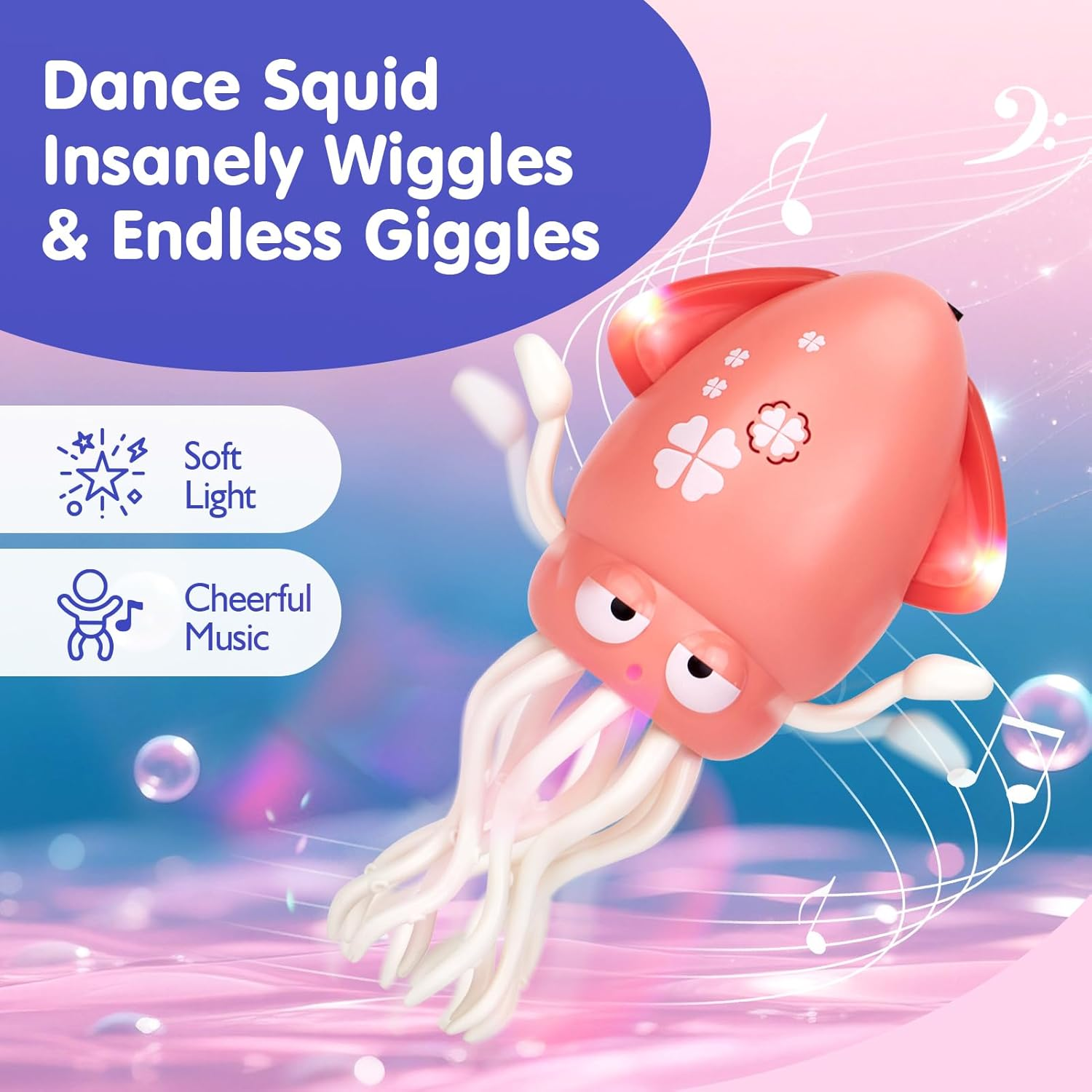 Umikk Polpo Danzante Elettrico Con Luci LED E Musica - Giocattolo Per Bambini Con Rilevamento Ostacoli E Canna Da Pesca