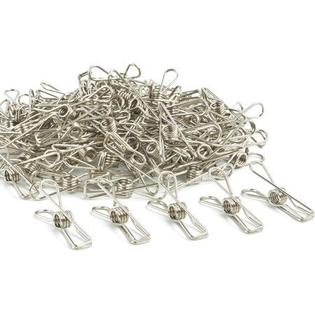 Wire Clothespins Laundry Chip Clips - 100 Pack Bulk Clothes Pins Heave Duty,Durable Metal Clothes Pegs Long-Lasting Strong-Grip Multi-Purpose for Clothesline,Snack Bags,Pictures,Paper at Home,Office