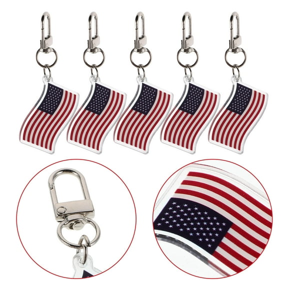 UPOUART 6Pcs Keychains Multi Color Acrylic Keyring Decorative Patriotic Car Bag Pendant Souvenir