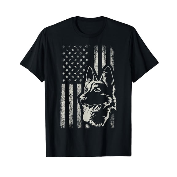 Patriotic German Shepherd AMERICAN FLAG 4th Of July Shepherd T-Shirt
