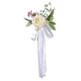 thumbnail image 4 of Silla de boda rústica con flores, decoración para el pasillo, respaldo de silla, decoración floral para blanco, 4 of 9