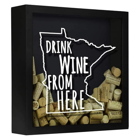 Torched Minnesota Drink Beer Shadow Box Wall Mount Decor 13"x13"x3" Black