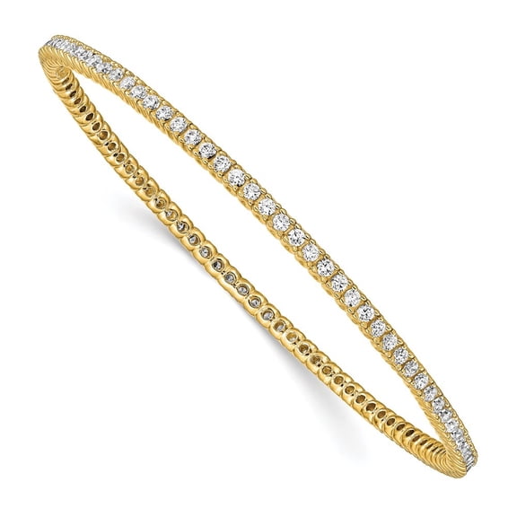 Diamond2Deal 925 Sterling Silver Gold-Tone 93 Stone Zirconia Bangle for Women