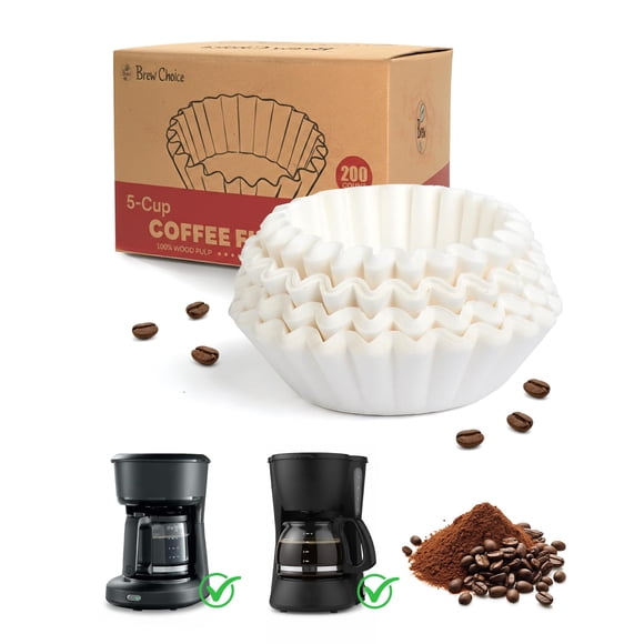 Filtros de café Brew Choice para 5 tazas, tipo canasta, papel, 200 unidades