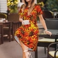 thumbnail image 3 of Fotbe Sunflower4 Pattern Dress Casual Womens Fashion Short Sleeve Maxi Dress T Shirt Dress Striped Long Color Block Maxi Dress, 3 of 6