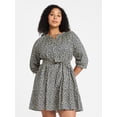 thumbnail image 2 of Time and Tru Women's Cotton Tiered Mini Dress with Ruffle Hem, Sizes XS-XXXL, 2 of 6