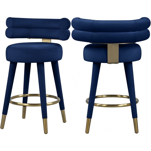 Tabouret de comptoir en velours Fitzroy